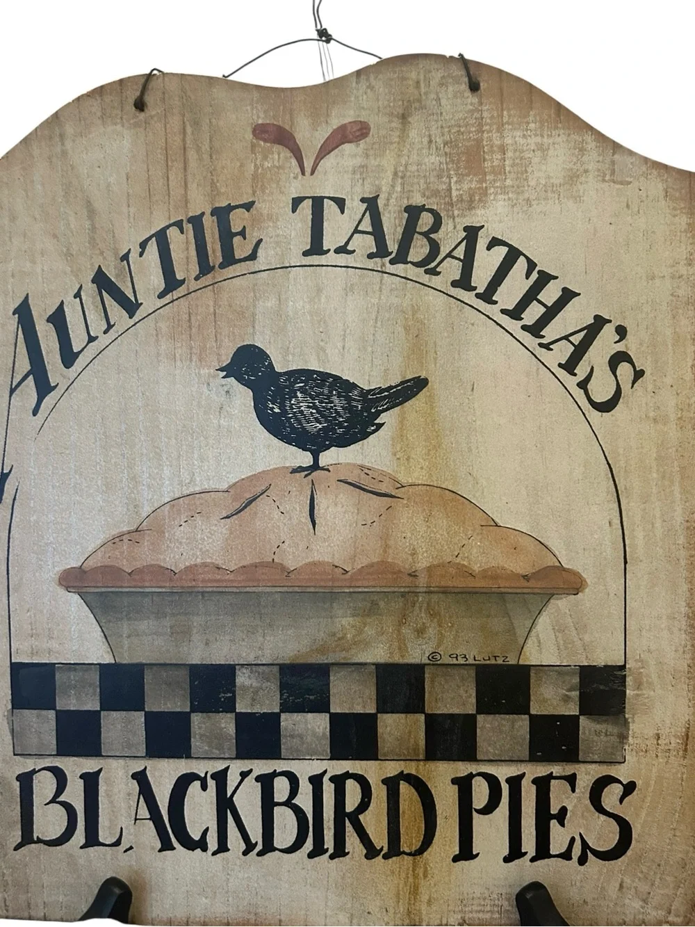 vintage, hand-painted primitive folk art wooden plaque